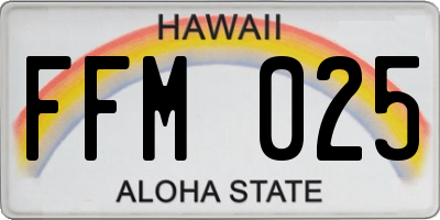HI license plate FFM025