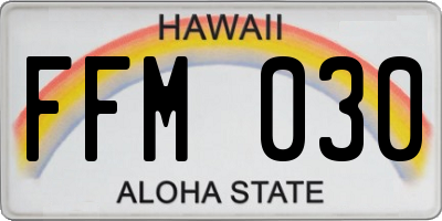 HI license plate FFM030