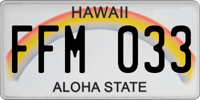 HI license plate FFM033