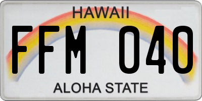 HI license plate FFM040