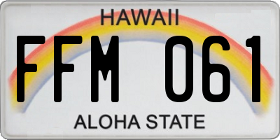 HI license plate FFM061