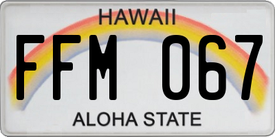 HI license plate FFM067