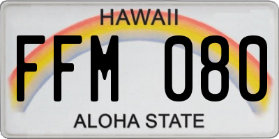 HI license plate FFM080