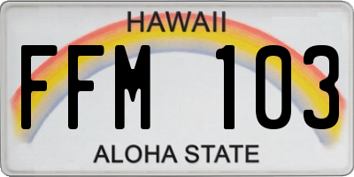 HI license plate FFM103