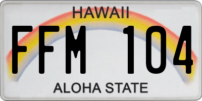 HI license plate FFM104