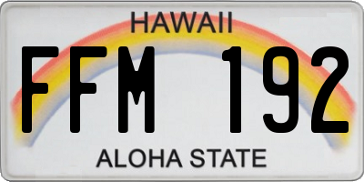 HI license plate FFM192