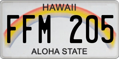 HI license plate FFM205