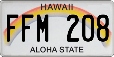HI license plate FFM208