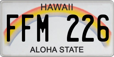HI license plate FFM226