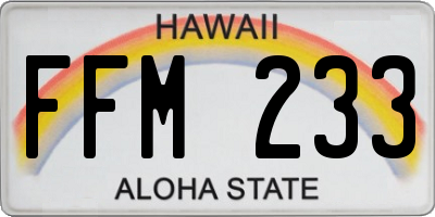 HI license plate FFM233