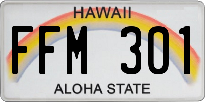 HI license plate FFM301