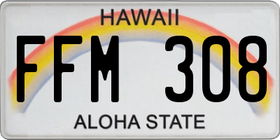 HI license plate FFM308