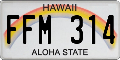 HI license plate FFM314