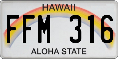 HI license plate FFM316