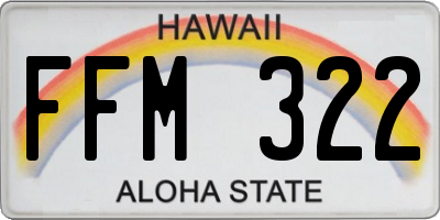 HI license plate FFM322