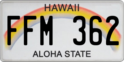 HI license plate FFM362