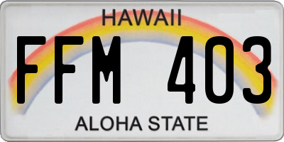 HI license plate FFM403