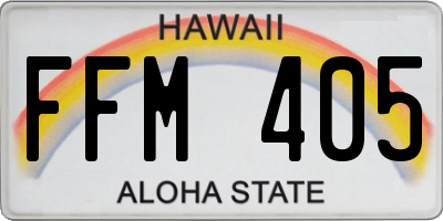 HI license plate FFM405