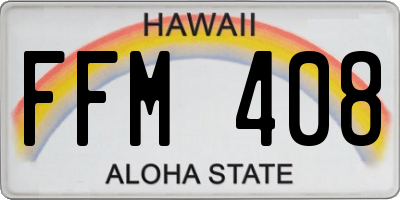 HI license plate FFM408