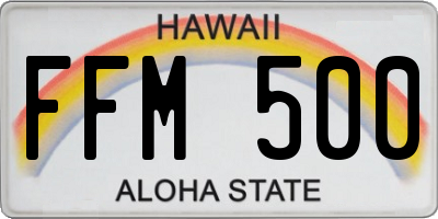HI license plate FFM500