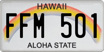 HI license plate FFM501