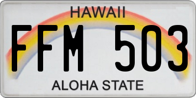 HI license plate FFM503