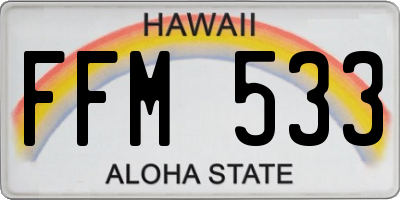 HI license plate FFM533