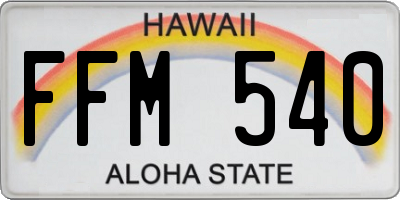 HI license plate FFM540