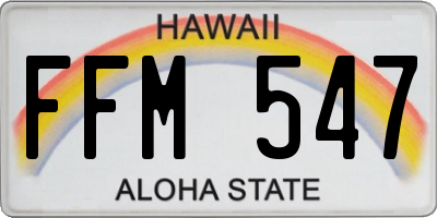 HI license plate FFM547