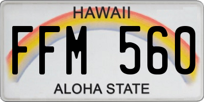 HI license plate FFM560