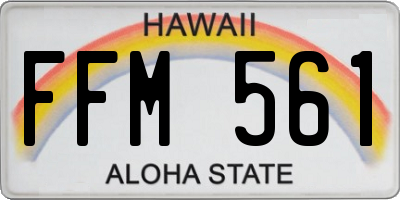 HI license plate FFM561
