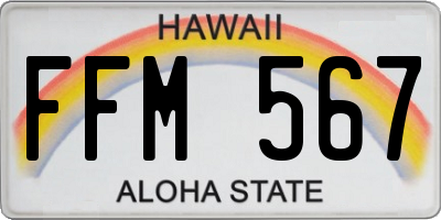 HI license plate FFM567