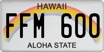 HI license plate FFM600
