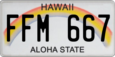 HI license plate FFM667