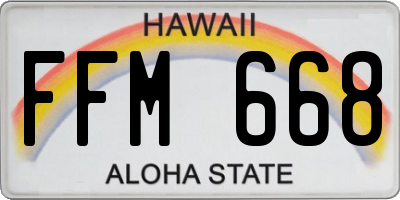HI license plate FFM668