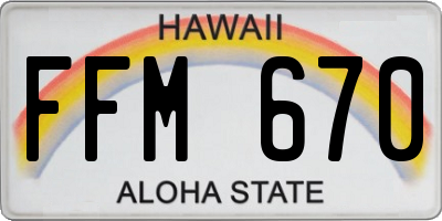 HI license plate FFM670