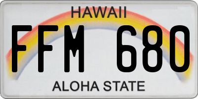 HI license plate FFM680