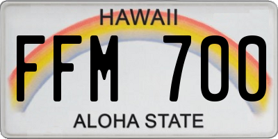 HI license plate FFM700