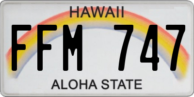 HI license plate FFM747