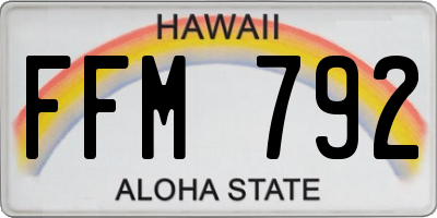 HI license plate FFM792