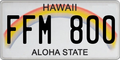 HI license plate FFM800