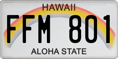 HI license plate FFM801