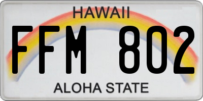 HI license plate FFM802