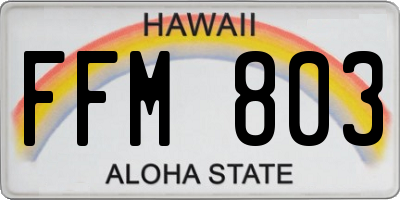 HI license plate FFM803