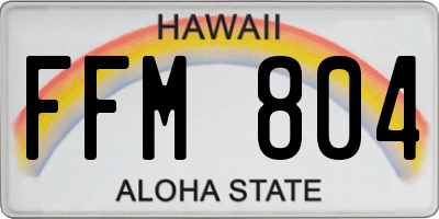 HI license plate FFM804