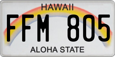 HI license plate FFM805