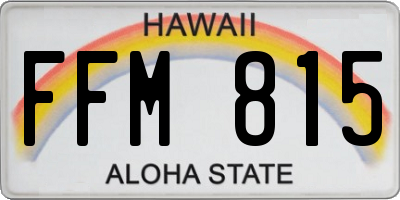 HI license plate FFM815