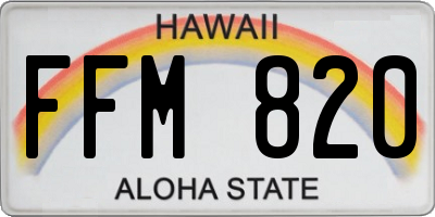 HI license plate FFM820