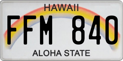 HI license plate FFM840