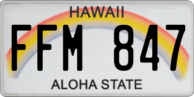 HI license plate FFM847